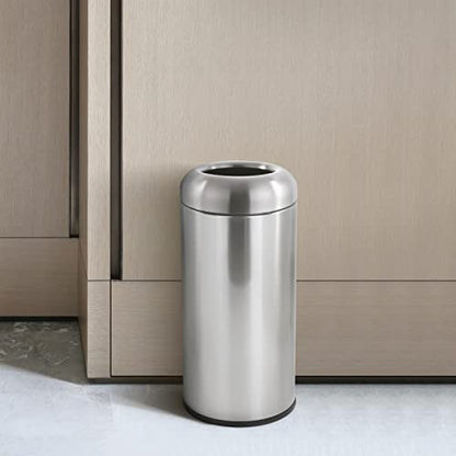 Dyna-Living Large Trash Can Open-Top Stainless Steel Garbage Can with Lid - color: Silver