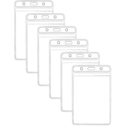 Vertical ID Badge Holders Sealable Waterproof Clear Plastic Holder, Fits RFID/Proximity/Badge Swipe Cards or Credit Card (6Pcs, Vertical)