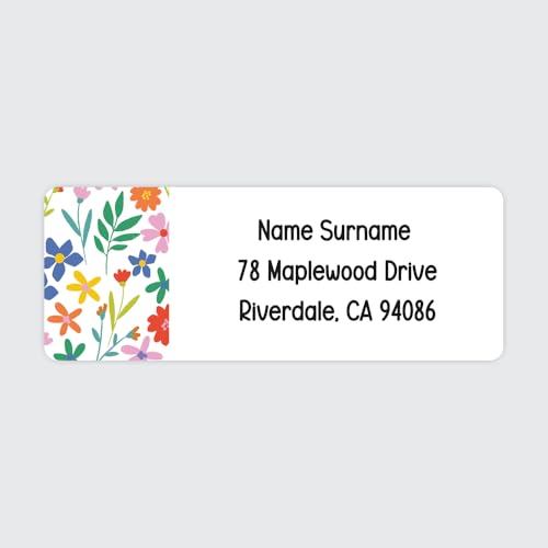 Dotty about Paper Personalized Summer Ditsy Flowers - Return Address Labels x 100 - color: Summer Ditsy Flowers X 100
