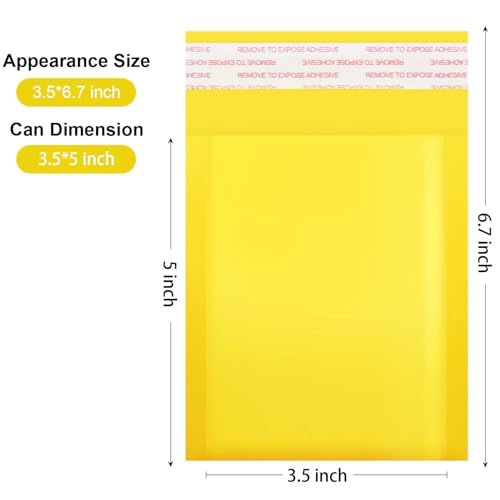 Dasen Kraft Bubble Mailers 3.5x5 Inch 100 Pcs,Small Self-Sealing Waterproof Cushioned Mail Shipping Bags,Yellow Padded Envelopes #0000 - size: 3.5x5-100Pc