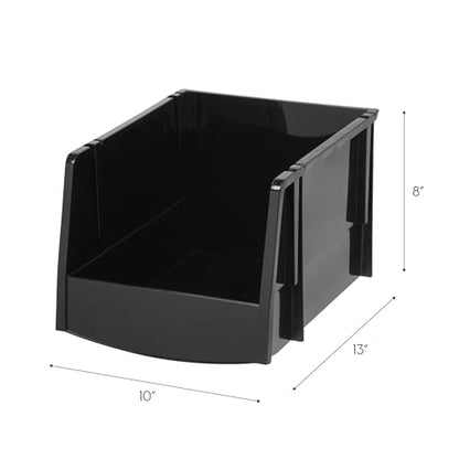 IRIS USA 6-Pack, Extra Large Stackable Storage Bins, Black - size: X Large - 6 Pack