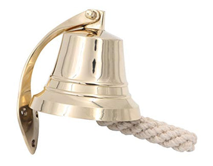 The Metal Magician Nautical Hanging Wall Mountable 4" Solid Brass Ship Bell - color: Solid Brass, size: 4"