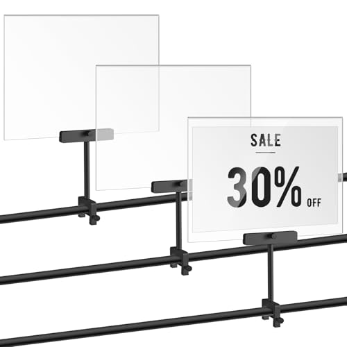 FoldTier 3 Set Aluminum Alloy Sign Holder Clamp with 8.5x11 Acrylic Frame - color: Black, size: 8.5 x 11 Inches