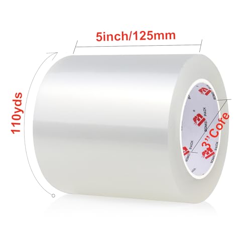 BOMEI PACK Wide Clear Tape 5" Wide, 5 inch x 110 Yards (330ft), Industrial Grade 5 inch Heavy Duty Packing Tape for Box Office Moving, Shipping and Mailing - size: 5 inch x 110 yards