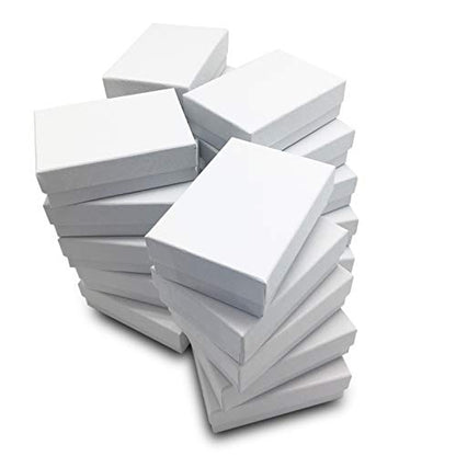 TheDisplayGuys 25 Cardboard Gift Jewelry Boxes w/Paddings #65-6.0x5.0x1 - color: White Swirl