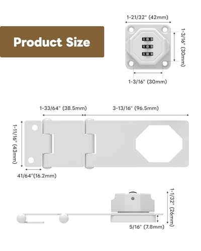 3-Digit Keyless Cabinet Lock with Combination Code - color: White