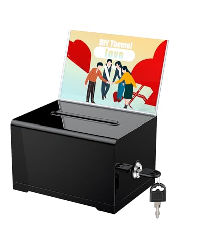 Uniclife Black Acrylic Donation Suggestion Box with Lock 6.2"x4.7"x 4" - color: Black, size: 1 Pack