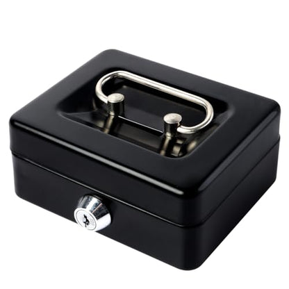 Small Cash Box with Lock and Slot - Jssmst Metal Coin Bank Small Lock Box, Black(SMCB0301N) - color: Black, size: XS(4.92")-slot