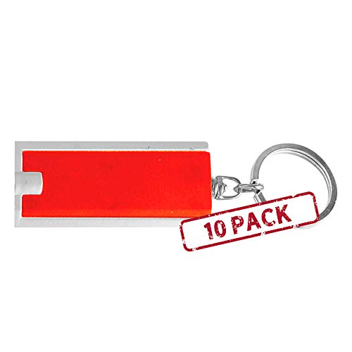 DISCOUNT PROMOS 10 Flashlight Keychains Pack - Rectangle, Plastic - Red - color: Red, size: 10 keychains