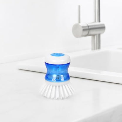 Dish Brush with Soap Dispenser for Sink, Pots & Pans Cleaning, Soft 2 Pack - color: White