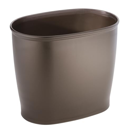 iDesign Slim Plastic Bathroom Trash Can, Bronze - size: 12" x 8" x 10"