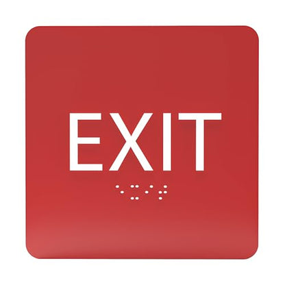 6" X6" Exit Sign - ADA Compliant Tactile Graphics Grade 2 Braille Text Acrylic Wall Signs - Emergency Rescue Safety Door Sign for Schools, Offices, Businesses, and Restaurants - color: Red