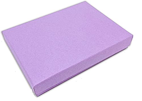 RJ Displays 6 Pack Cotton Filled Matte Purple Color Paper Cardboard Jewelry Set, Necklace, Bracelets, Watches, Crystals Gift Display Presentation Box. Size 8 1/8" x 5 5/8" x 1 3/8" Inch - color: Purple