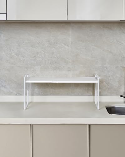 Nxconsu Cabinet Shelf Riser, Adjustable Cabinet Organizer, 10.3" Deep White - color: White, size: 10.3’’D * 13.8-24.8’’W * 9.7’’H
