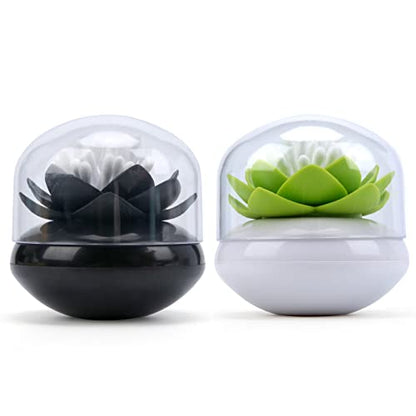 Bloss 2 Pack Louts Qtip Holder Dispener, Toothpick Organizer(Green +White) - color: Black+Green