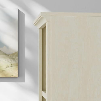 5-Tier Narrow Bookshelf, Adjustable Shelves, 72.5" - color: Cream