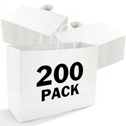 XPCARE White Large Paper Bags, 200 Pcs 16x6x12 Paper Gift Bags with Handles - color: White