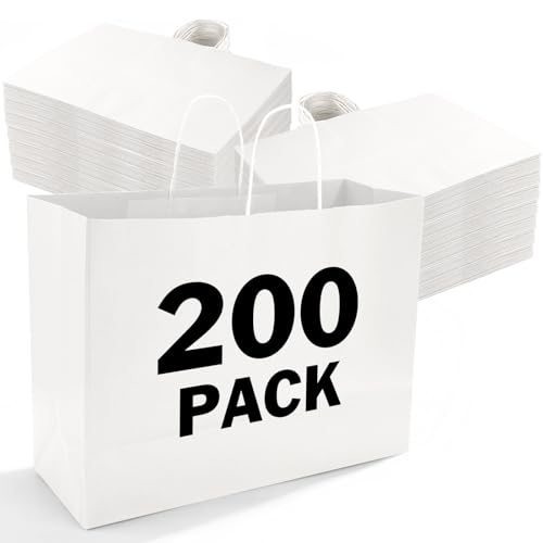 XPCARE White Large Paper Bags, 200 Pcs 16x6x12 Paper Gift Bags with Handles - color: White