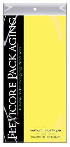 Flexicore Packaging| Gift Wrap Tissue Paper|15"x20"|100 Count (Light Yellow, 100 Sheets) - color: Light Yellow