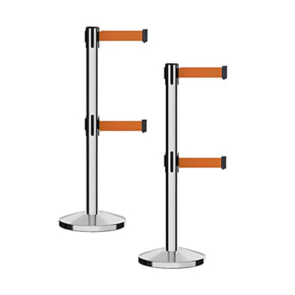 Crowd Control Warehouse RBB-100D Retractable Belt Barriers, Set of 2 - color: Orange, size: 7.5 Foot