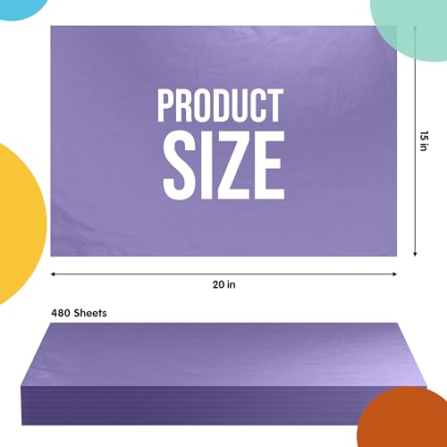 Party Solids Purple Tissue Paper for Gift Bags 15" X 20" 480 Sheets - color: Purple, size: 15" X 20"