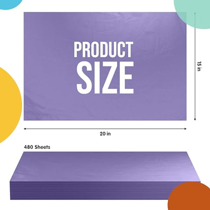 Party Solids Purple Tissue Paper for Gift Bags 15" X 20" 480 Sheets - color: Purple, size: 15" X 20"