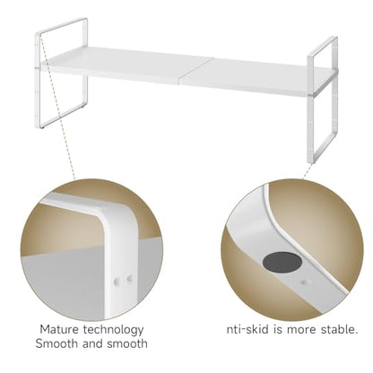16.5~27.1" Expandable Shelf，2Pack 10.2" Wide Adjustable Height Cabinet Shelves，White - color: White, size: 2Pcs // 10.2''W
