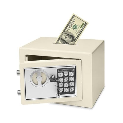 Flexzion Small Drop Safe Box with Digital Keypad, 12 x 8 x 8 in, White - color: White, size: Small (0.44 Cubic Feet)