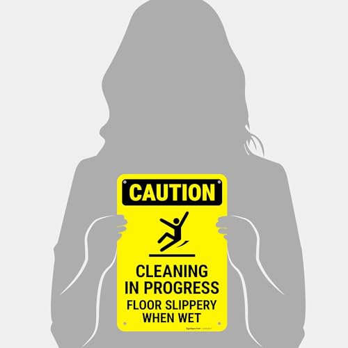Caution Cleaning in Progress Floor Slippery When Wet OSHA Sign, - size: 10x7