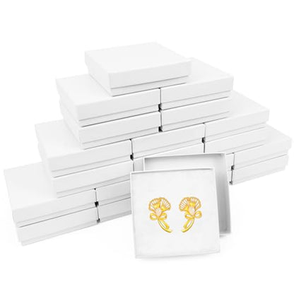Jewelry Gift Boxes, 20 Pack 3.5x3.5x1 Inch,Small Gift Boxes with Lids for Necklace Ring Bracelet Earring Display Box, Jewelry Box Bulk White - color: White, size: 3.5x3.5x1 Inch (Pack of 20)