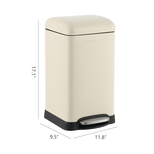 happimess Betty Retro Mini 3.2 Gal Step Trash Can, Limestone Beige - color: Limestone Beige