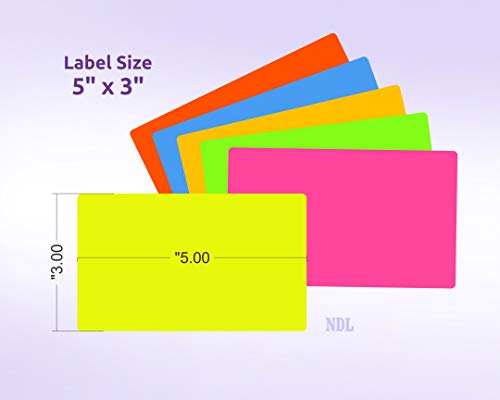 NextDayLabels 500 Rectangle Stickers, Color Coding Labels Roll, (3" x 5") - color: Fluorescent Orange