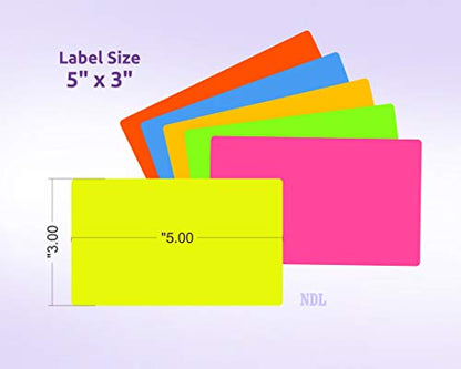 NextDayLabels 500 Rectangle Stickers, Color Coding Labels Roll, (3" x 5") - color: Fluorescent Orange
