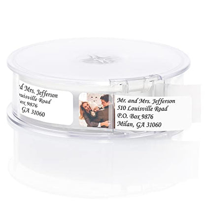 Custom Image Upload Italic Rolled Address Labels / 500 Personalized Return Address Labels/Designer Address Stickers in Elegant Plastic Dispenser - size: 500 Labels, style: Italic