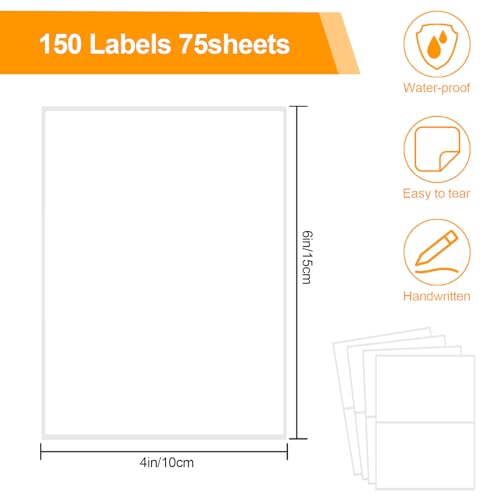 150 Pcs Labels for Storage Bins, 6 X 4 Inch Removable Labels for Storage Bins, Tear Resistant No Residue Storage Bin Label, Matte White Blank Box Label for School, Home, Business - size: 150 labels / 75 Sheets(6" x 4")