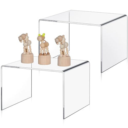RattanView 2 Pcs 9 Inch Large Clear Acrylic Shelf Riser, 5mm Thick - color: Clear, size: 9 Inch, 5 mm