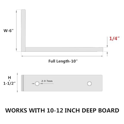 NEODROP 12-Pack 10 Inch Heavy Duty Shelf Brackets, Premium Floating L Bracket for Wall, Kitchen, Mantel Shelves Support | Quarter Inch (1/4") Thick | Black Powder Coated Steel - size: 10 Inch, style: 12 Pack