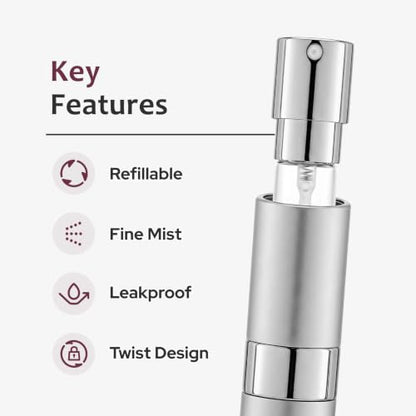 LISAPACK 8ml Travel Perfume Bottle Refillable, 3 PCS Cologne Atomizer Spray - color: 3 Silver