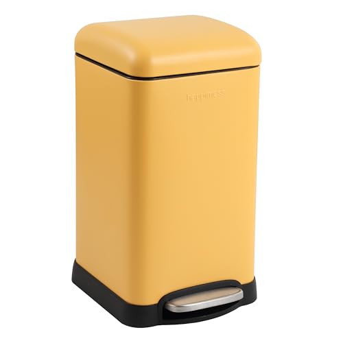 happimess Betty Retro Mini 3.2 Gal Step Trash Can, Daffodil Yellow - color: Daffodil Yellow
