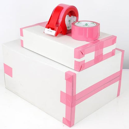 BOMEI PACK Pink Packing Tape, 1.88'' x 55yds Per Roll,3 Rolls Heavy Duty Packaging Tape with Dispensers for Packing Shipping Moving and Sealing - color: pink