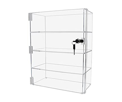 Marketing Holders Acrylic Locking Vertical Cabinet with Keys 12" x 6" x 16" Clear Tall Countertop Locker One Piece No Assembly with Swinging Door for Retail Merchandise - size: 12"W x 6"D x 16"H