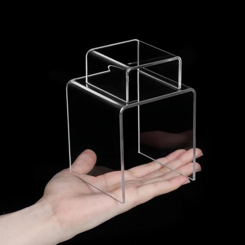 Lemecima 20 Pcs Acrylic Display Risers, Clear Product Stand, Jewelry Display Riser, Cupcakes Holder Dessert Transparent Showcase Stands, Candy Bar Risers, Lifts for Figures