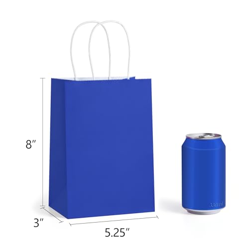 BagDream Gift Bags with Handles 5.25x3x8 Inch Royal Blue 100 Pack Bulk - color: Royal Blue