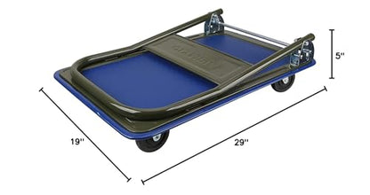 Olympia Tools Foldable Push Cart Dolly - 300 Lb. Capacity Heavy Duty Platform Truck with 360° Swivel Wheels - Black - style: 300 Lb.