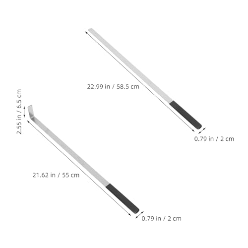 2pcs Supermarket Goods Shelf Management Tool, Stainless Steel Sorting Puller for Merchandise Organization, 22 and 23 Inch Length Pusher Ruler