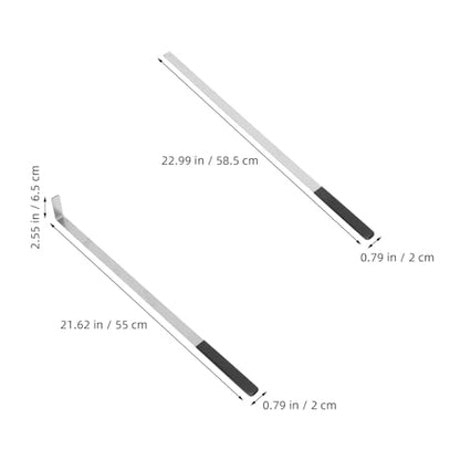 2pcs Supermarket Goods Shelf Management Tool, Stainless Steel Sorting Puller for Merchandise Organization, 22 and 23 Inch Length Pusher Ruler
