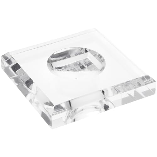 Plymor 3.5" W x 3.5" D Clear Square Egg/Sphere Base (1.875" Hole) - size: 3.5" x 3.5" x 0.75" (1.875 Dia.)