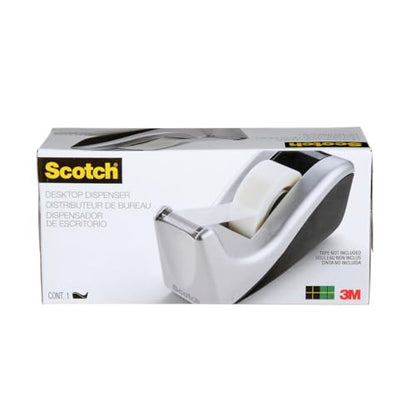 Scotch Desktop Tape Dispenser, Silvertech Two-Tone (C60-ST) (Pack of 12) - size: 1 Count (Pack of 12)
