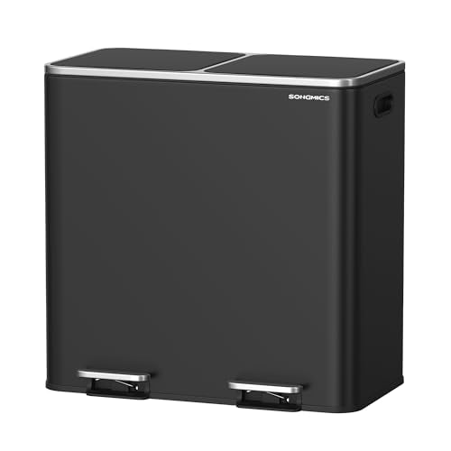 SONGMICS Trash Can, 2 x 10.6 Gallon (2 x 40 L), Black - color: Black, size: 2 x 10.6 Gallon