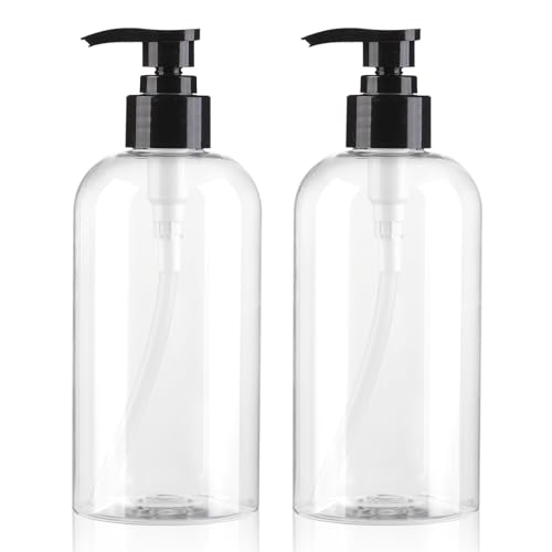 Empty Pump Bottles Dispenser 12.85oz/380ml Clear 2 Pack